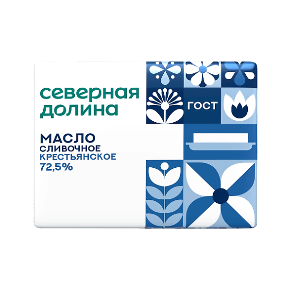 Масло сливочное Крестьянское 72,5% Северная Долина, 160 г