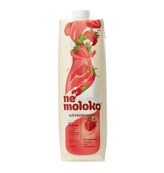 Напиток клубничный Nemoloko на соевой основе, 1 л