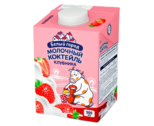Молочный коктейль Белый Город Клубника 1,5% 500мл