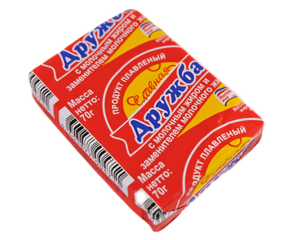 Янтарный мир продукт плавленный сыросодержащий с ЗМЖ  "Славная дружба", 55%, 70 г