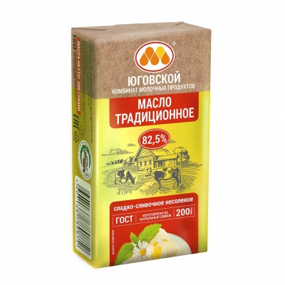 Масло сладко-сливочное "Традиционное" 82,5%, 200гр