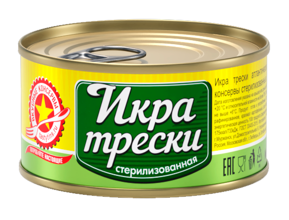 Икра трески "Вкусные Консервы", 120 гр