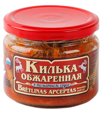 Килька неразделанная обжаренная в томатном соусе ст/б "Вкусные Консервы", 260 гр