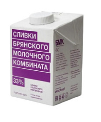 Сливки БМК ультрапастеризованные 33%, 500 гр