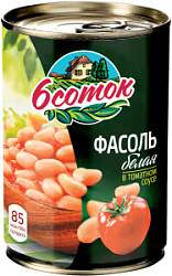 Фасоль 6 соток белая в томатном соусе, 425 мл