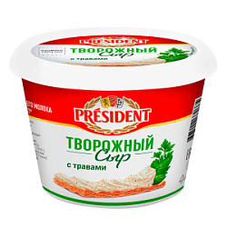 Сыр творожный с травами President 54%, 140 г