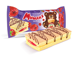 Бисквитное пирожное Мишаня с малиновым вареньем, 1,75 кг