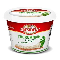 Сыр творожный "С травами" President 54%, 140 г