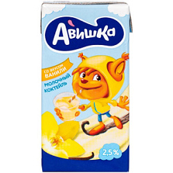 Коктейль молочный ультрапастеризованный Авишка ванильный 2.5%, 200 мл