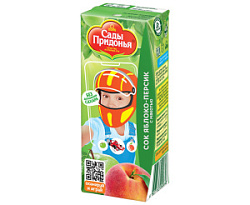 Сок Яблоко/Персик с мякотью Сады Придонья, 200 мл