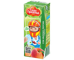 Сок Сады Придонья яблоко/персик с мякотью, 200 мл