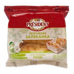 Запеканка творожная "Груша" President 5,5%, 150 гр