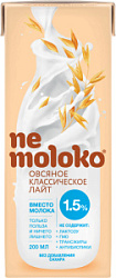 Напиток овсяный Nemoloko классический лайт 1,5%, 200 мл