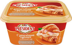 Сыр плавленный "С запеченной курицей" President 45%, 400 гр