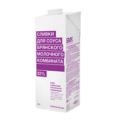 Сливки для соуса БМК ультрапастеризованные 22%, 1 л