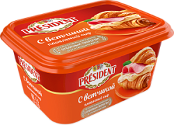 Сыр плавленый С ветчиной President 45%, 400 г