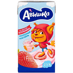 Коктейль молочный ультрапастеризованный Авишка со вкусом клубники 2.5%, 200 мл