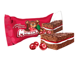 Бисквитное пирожное Мишаня со сливками и вишневым джемом, 1,75 кг