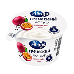 Йогурт Греческий маракуйя-чиа с повышенным содержанием белка Авида 1.5%, 140 г