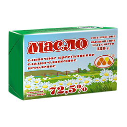 Масло сливочное Крестьянское Юговской 72,5%, 180 г