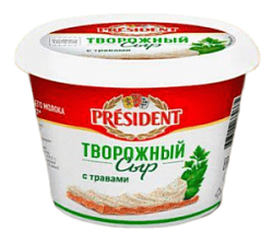 Сыр творожный "С травами" President 54%, 140 г