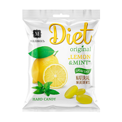 Карамель леденцовая Diet Лимон-Мята без сахара Малвикъ, 50 г