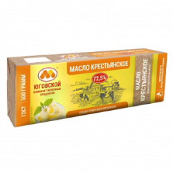 Масло сладко-сливочное Крестьянское Юговской 72,5%, 500 г