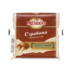 Сыр плавленный "С грибами" President 40%, 150 гр